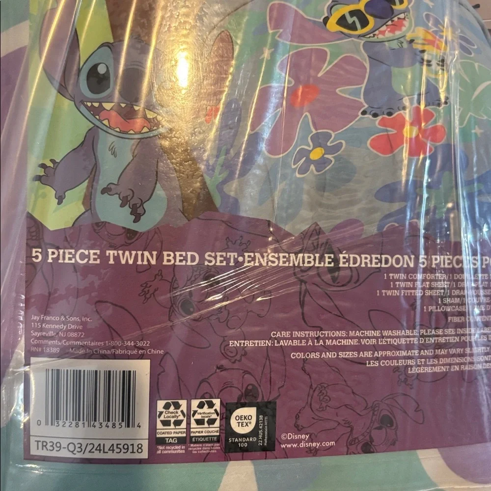 Disney Stitch Blue and Purple Twin Bedding Set NWT